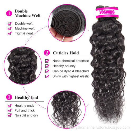 Cheap Unprocessed Raw Brazilian Virgin Cuticle Aligned Human Hair Extensions Double Drawn Water Wave Human Hair Weave Bundles